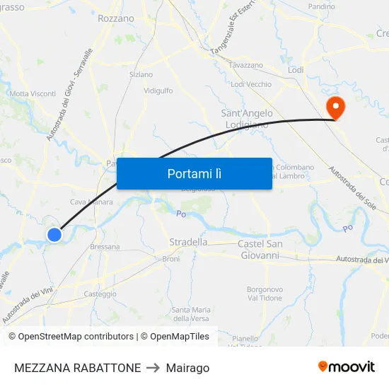 MEZZANA RABATTONE to Mairago map