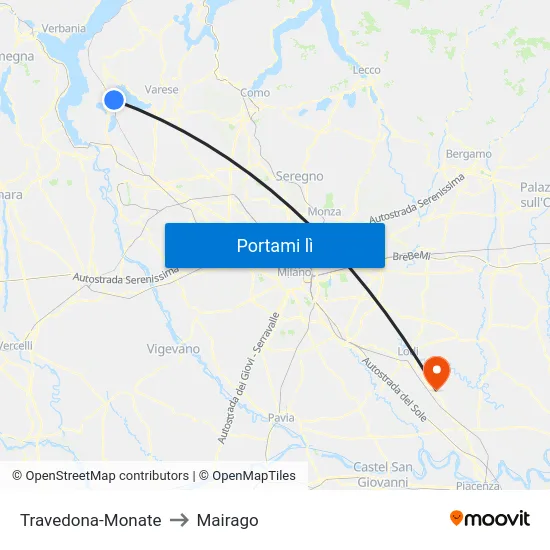 Travedona-Monate to Mairago map