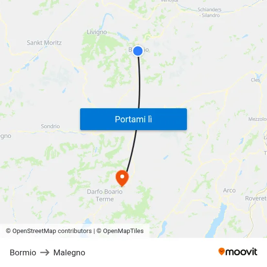 Bormio to Malegno map