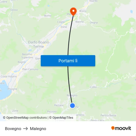 Bovegno to Malegno map