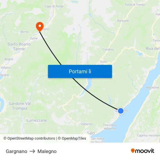 Gargnano to Malegno map