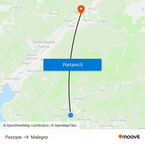 Pezzaze to Malegno map