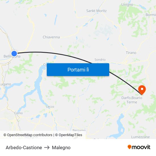 Arbedo-Castione to Malegno map