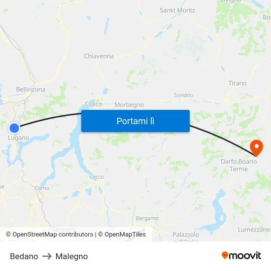 Bedano to Malegno map
