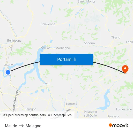 Melide to Malegno map