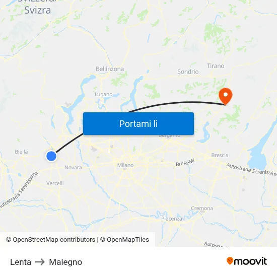 Lenta to Malegno map