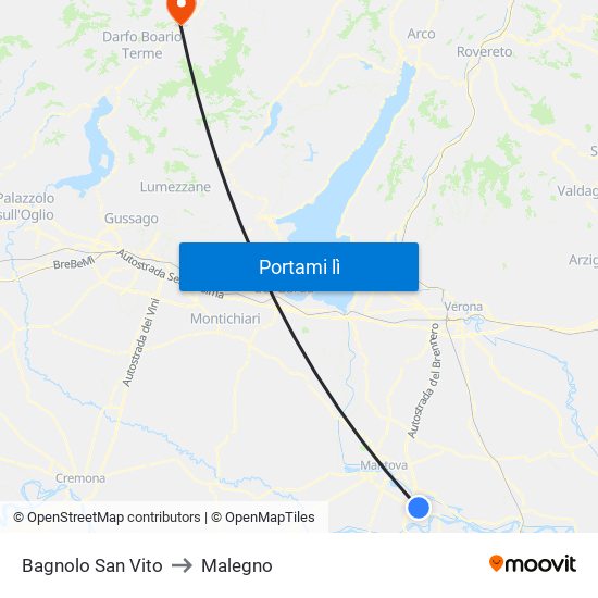 Bagnolo San Vito to Malegno map
