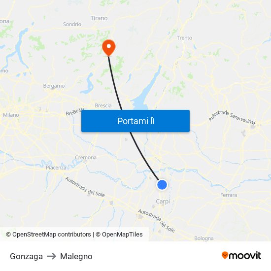 Gonzaga to Malegno map