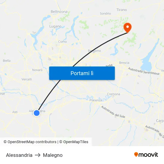 Alessandria to Malegno map