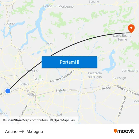 Arluno to Malegno map