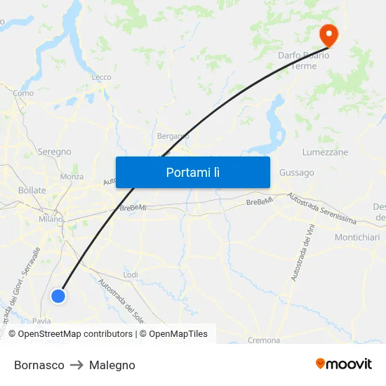 Bornasco to Malegno map