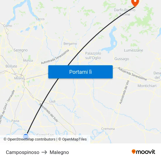 Campospinoso to Malegno map