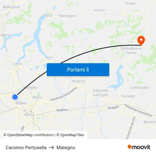 Caronno Pertusella to Malegno map