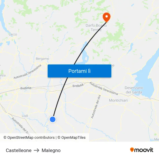 Castelleone to Malegno map