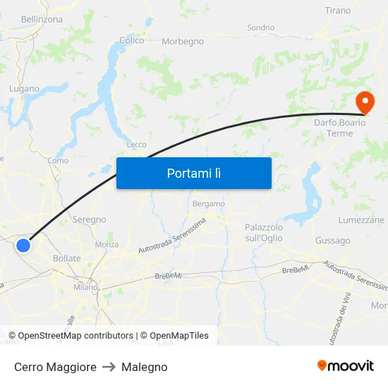 Cerro Maggiore to Malegno map