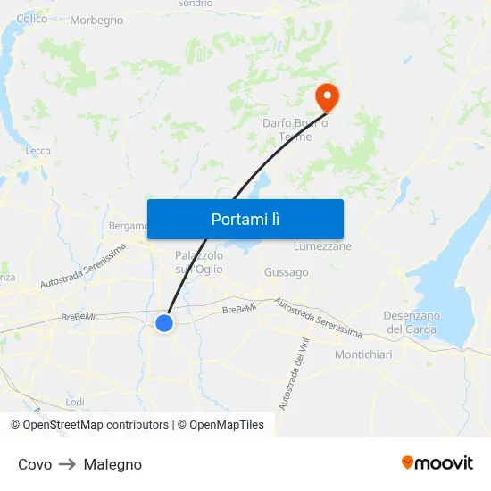 Covo to Malegno map