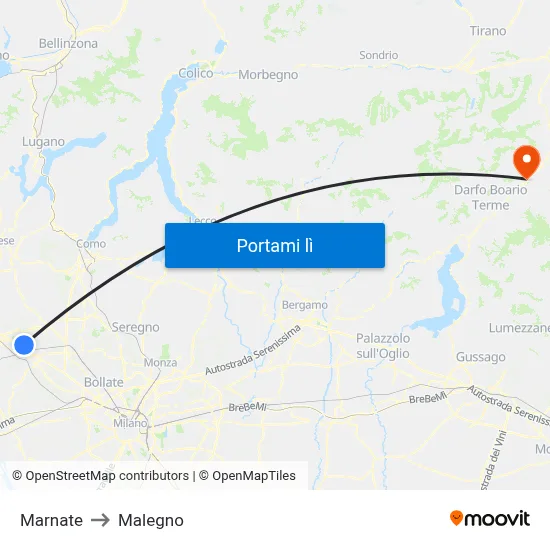 Marnate to Malegno map