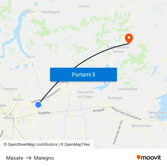 Masate to Malegno map