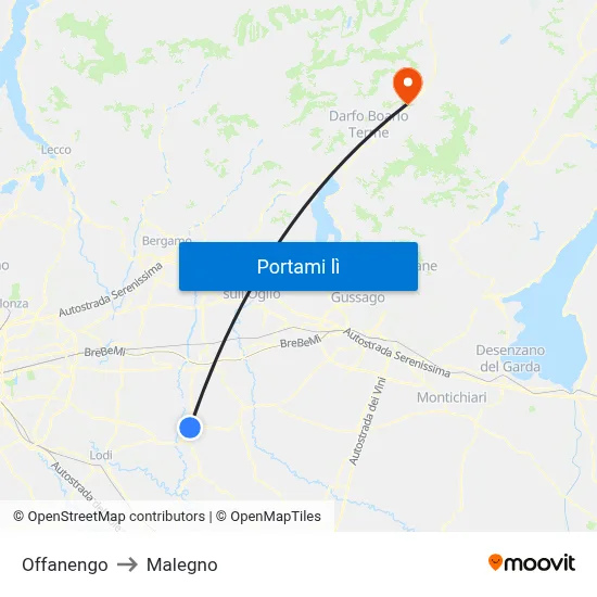Offanengo to Malegno map