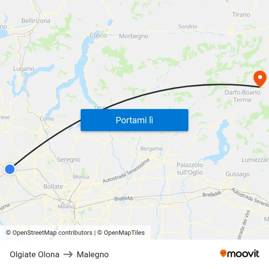 Olgiate Olona to Malegno map