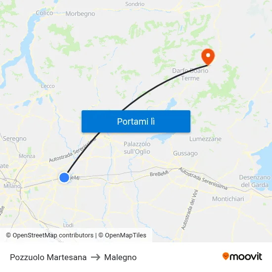 Pozzuolo Martesana to Malegno map