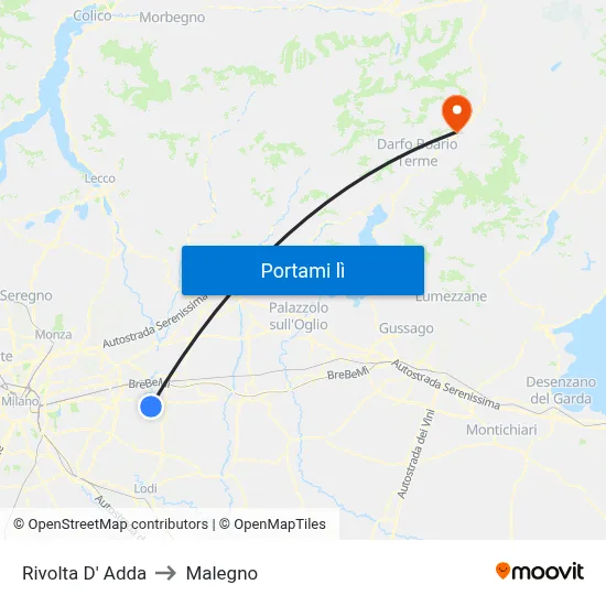Rivolta D' Adda to Malegno map