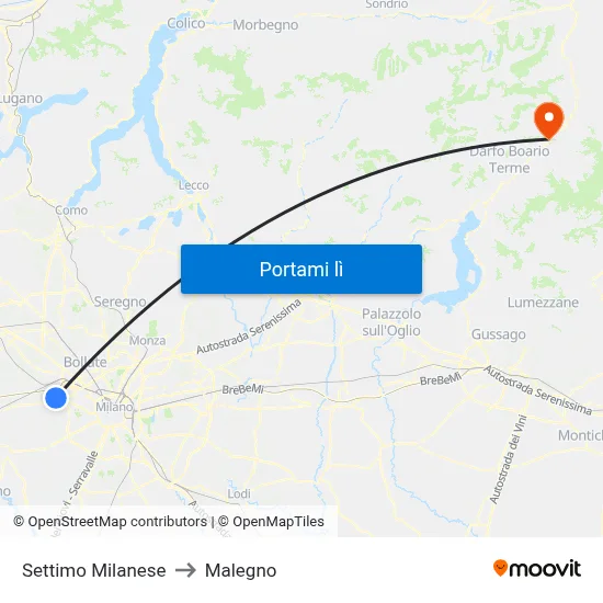 Settimo Milanese to Malegno map