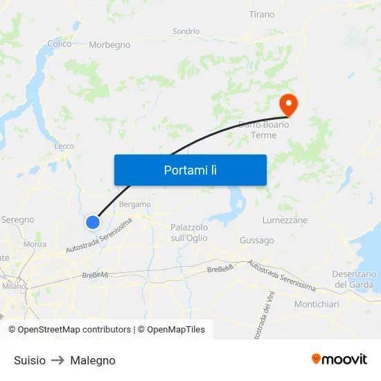 Suisio to Malegno map