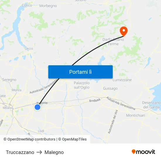 Truccazzano to Malegno map