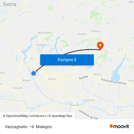Vanzaghello to Malegno map