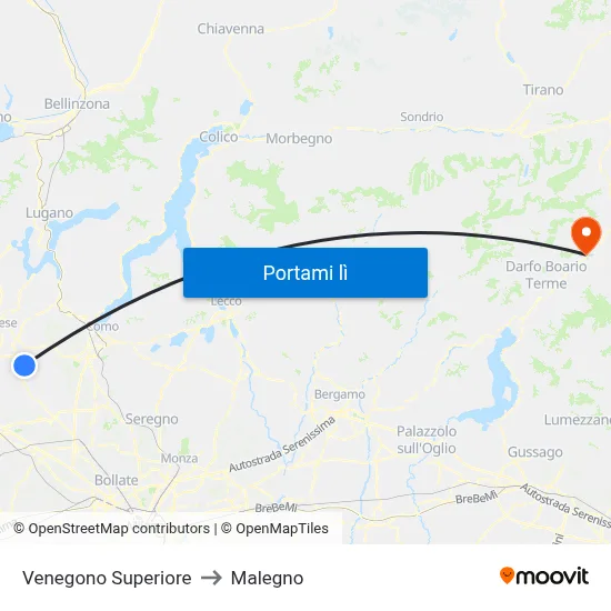 Venegono Superiore to Malegno map