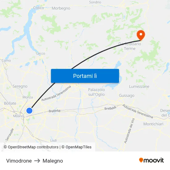 Vimodrone to Malegno map