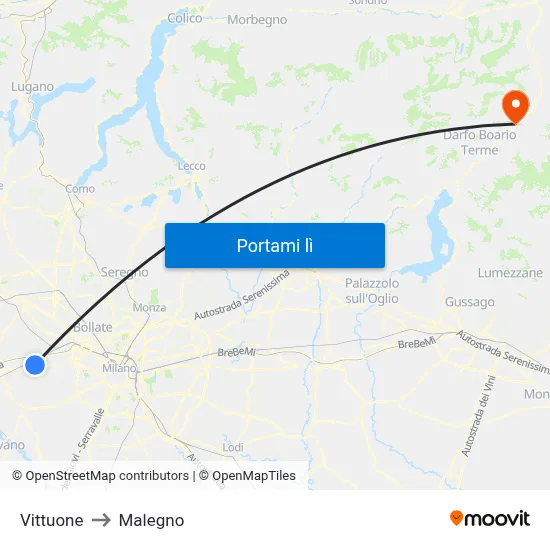 Vittuone to Malegno map