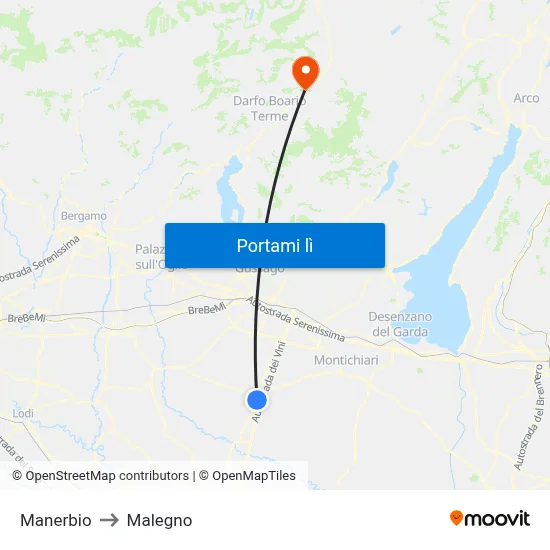 Manerbio to Malegno map