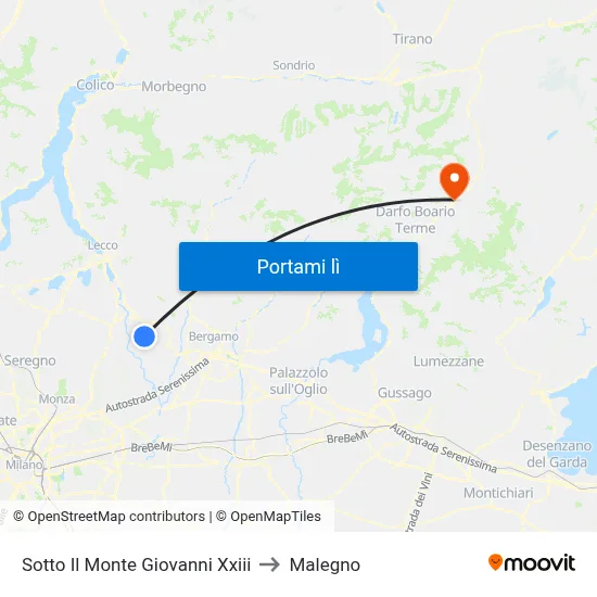 Sotto Il Monte Giovanni Xxiii to Malegno map