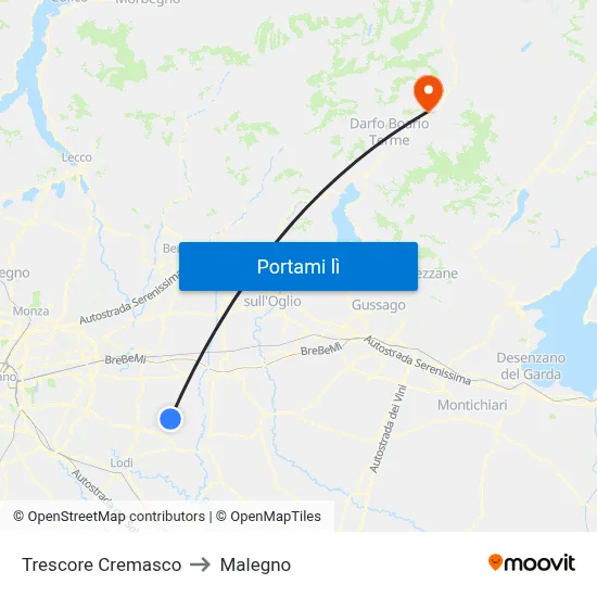 Trescore Cremasco to Malegno map