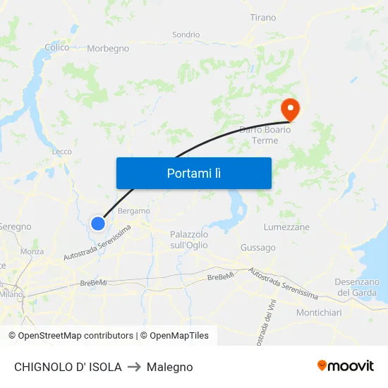 CHIGNOLO D' ISOLA to Malegno map