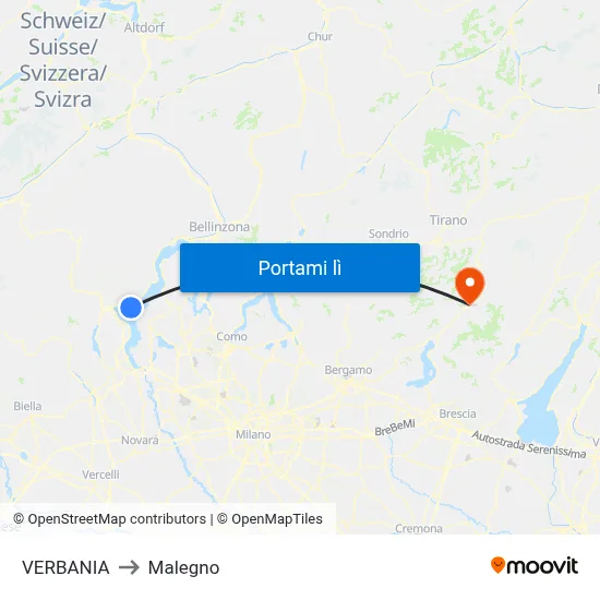 VERBANIA to Malegno map