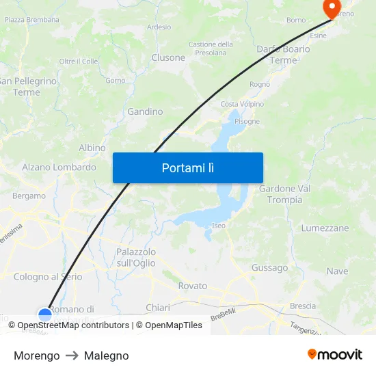Morengo to Malegno map