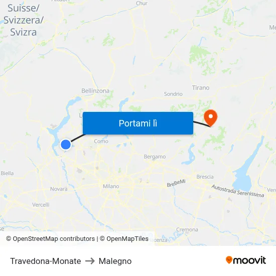 Travedona-Monate to Malegno map