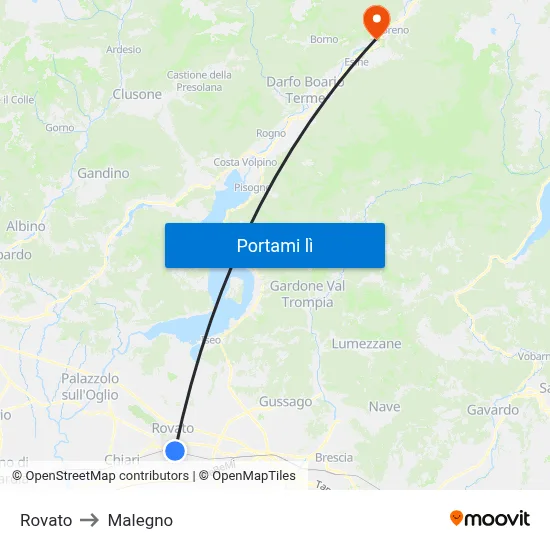 Rovato to Malegno map