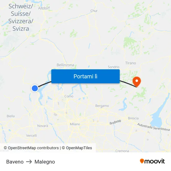 Baveno to Malegno map