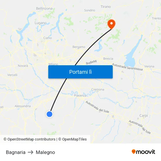 Bagnaria to Malegno map