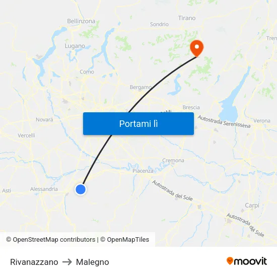 Rivanazzano to Malegno map