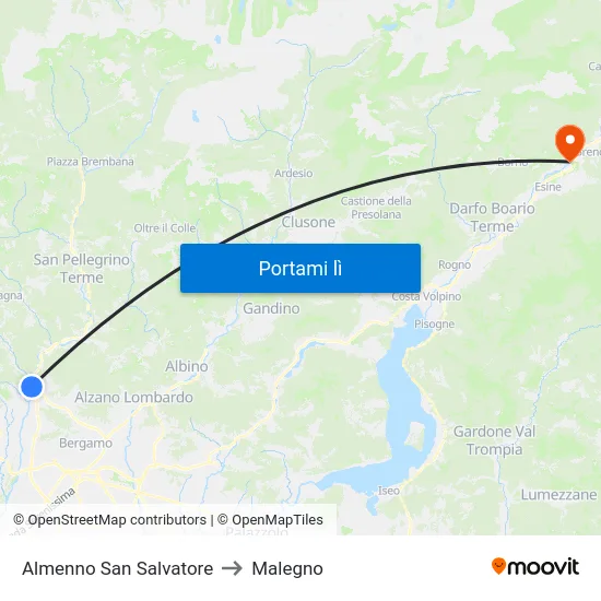 Almenno San Salvatore to Malegno map