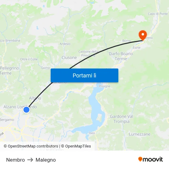 Nembro to Malegno map