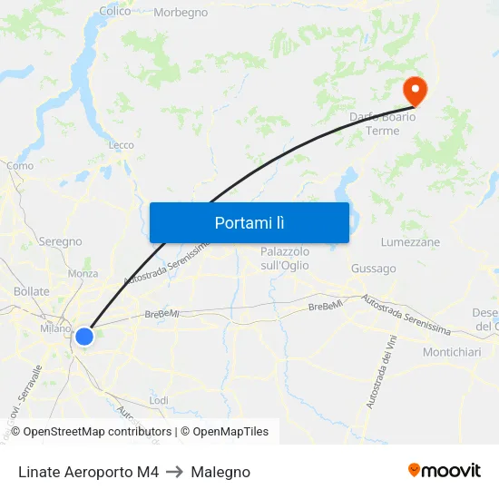 Linate Aeroporto M4 to Malegno map