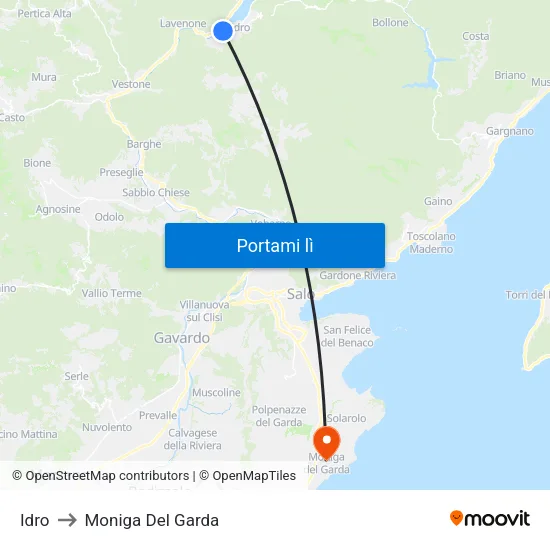 Idro to Moniga Del Garda map