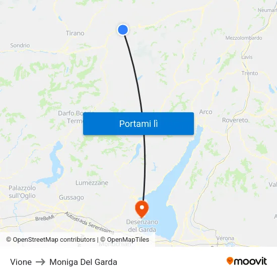 Vione to Moniga Del Garda map