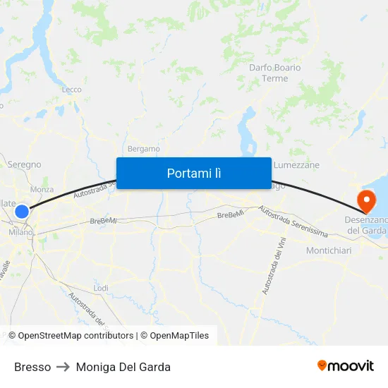 Bresso to Moniga Del Garda map